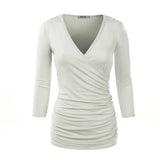 Women Solid V Neck Shirt_Cwttl1404