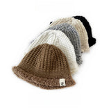 2 6 YEARS OLD PLUSH BRIM BUCKET HAT KNITTED HAT_CWAH2044