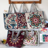 RETRO EMBROIDERED CANVAS SHOULDER BAG TOTE BAG_CWAB1672