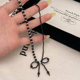 Versatile Sweet And Cool Bowknot Crystal Necklace