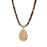 LEOPARD VELVET CORD NECKLACE BOLD FALL STATEMENT_CWMM6954