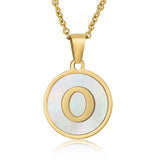 CIRCULAR SHELL ENGLISH LETTER PENDANT NECKLACE_CWAJE0675