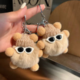 CUTE RABBIT FUR BRIQUETTES CAR KEYCHAIN PENDANT_CWMM2480