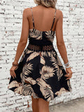 Tropical Print Lace Applique Cambric Dress