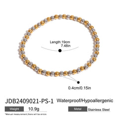 DESIGNER TWO TONE SOLID BEAD STRETCH BRACELET_CWAJE4794