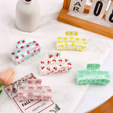 Cwaha1610_Cherry Heart Strawberry Rectangle Hair Claw Clip