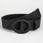POPULAR ELASTIC ROUND BUCKLE STRAW BELT_CWABE0441