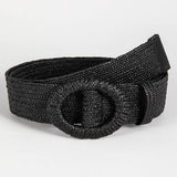 POPULAR ELASTIC ROUND BUCKLE STRAW BELT_CWABE0441