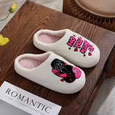 HALLOWEEN SKULL EMBROIDERED PLUSH SLIPPERS_CWSHF00221