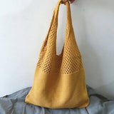 Cwab4568_Hollow Knit Large Capacity Shoulder Tote Bag