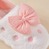 BOW DECOR MINIMALIST FLUFFY BEDROOM SLIPPERS_CWSHS0238