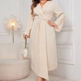 CHIC ASYMMETRICAL HEM SLIM LONG SLEEVE DRESS_CWDSD8481