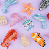 OCEAN BEACH FISH SEASHELL ACRYLIC HAIR CLAW CLIPS _CWAHA0552