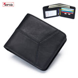 ANTI THEFT BRUSHED COWHIDE SHORT LEATHER WALLET_CWAB3788