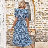 Split-Split Floral Blue Dress