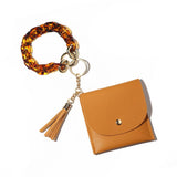 PRINTED GEOMETRIC PU WALLET WITH ACRYLIC KEYRING_CWAB4995