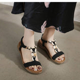 Vintage Buckle Woven Fashion Beaded Beach Sandals