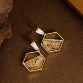 ABALONE DIAMOND ZIRCON PENDANT EARRINGS_CWMM4300