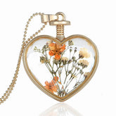 HEART CRYSTAL PLANT DRIED FLOWER NECKLACE_CWAJE2432