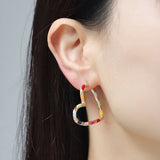 Womens Stylish Geometric Heart-Shaped Earrings