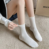 SOLID COLOR RUFFLED ALL MATCH SOCKS_CWMS0901
