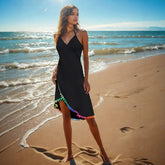 PLUS SIZE ONE PIECE BEACH SKIRT TASSEL TRIM DRESS_CWBLS0478