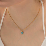 SMALL FRESH CATS EYE STONE SIMPLE NECKLACE_CWAJE1423