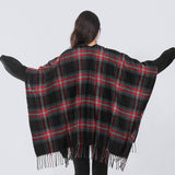 Plaid Faux Cashmere Cape Scarf With Tassels_Cwasc0336