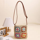 RETRO SQUARE HOLLOW FLOWER CROSSBODY STRAW BAG_CWAB1863