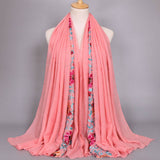 Embroidered Cotton Scarf Long Veil Shawl_Cwmm2002