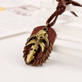 PUNK RETRO STYLE MENS LEATHER NECKLACE_CWMM4623