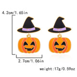 PUMPKIN SKULL BAT FUNNY HALLOWEEN EARRINGS_CWAJE2429