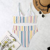 SIMPLE STRIPED PLUS SIZE BIKINI SWIMSUIT_CWMW0238