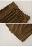 Womens Suede Maillard Solid Color Long Skirt