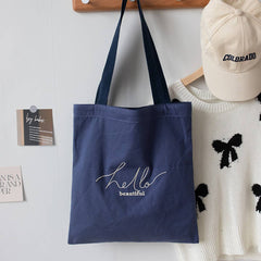 CASUAL SOLID COLOR CANVAS SHOULDER TOTE BIG SIZE_CWAB5635