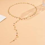 FASHIONABLE COLORFUL CRYSTAL Y SHAPED NECKLACE_CWMM3148