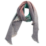 STRIPED FUZZY SHAWL THICK WINTER WRAP FOR WOMEN_CWASC0120