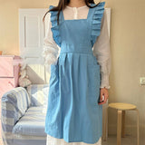 Water-Resistant Nylon Floral Ruffle Cross Apron_Cwmm5802