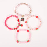 Cwmm10452_Cute Strawberry Fruit Charm Beaded Bracelet Set
