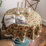 ROUND JACQUARD SUNFLOWER TABLECLOTH_CWMM0950