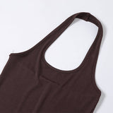 Solid Color Halter Short Design Sense Jumpsuit