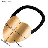 MINIMALIST METAL HEART SQUARE ELASTIC HAIR TIE_CWAHA6249