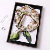 Vintage Letter Print Satin Square Scarf For Women_Cwasc0809