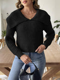 Woven Sweater Large Lapel Pullover Sweater
