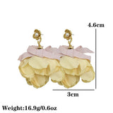 HANDMADE FABRIC FLOWER EARRINGS BOLD SPRING DESIGN_CWMM6180