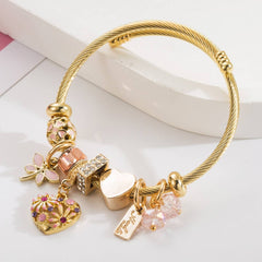BEADED STEEL BRACELET WITH HEART CHARM_CWMM8473