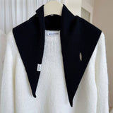 Pure Wool Knit Triangle Scarf Multi-Use_Cwov00279