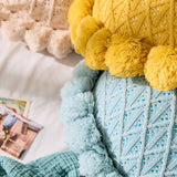 SOLID COLOR ROUND WOOL BALL KNITTED THROW PILLOW_CWMM2365