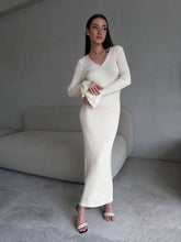 Solid Color Pit Strip Long Knit Slim-Fit Dress