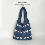Exquisite Knitted Heart Tote Handbag_Cwab2389
